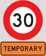 30 km/h temporary sign