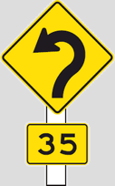 35 km/h curve sign