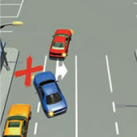 Picture of a car incorrectly changing lanes at an intersection