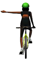 Picture of a cyclist using a left-turn hand signal