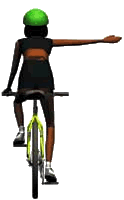 Picture of a cyclist using a right-turn hand signal