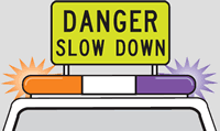 Danger slow down sign