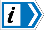 Direction to information centre sign