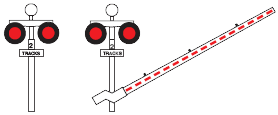 Railway level crossing signals and barrier arms