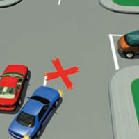 Picture of a car incorrectly passing at an intersection