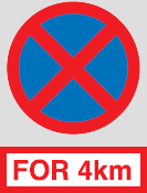 No parking for 4 km sign