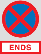 No parking ends sign