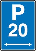 Sign showing you can park for 20 minutes