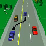 Picture of a car passing on a three-laned road