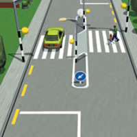 Picture of a pedestrian crossing with a raised island in the middle