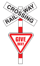 Picture of a railway level crossing Give Way sign