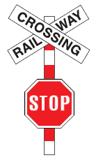 Picture of a railway level crossing Stop sign