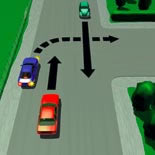 Picture of a car turning right from the left-hand side of an unlaned road