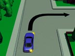 Picture of a car turning right on an unlaned road