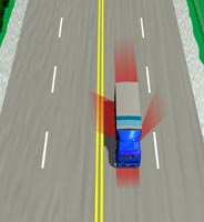 Picture showing truck driver's blind spots